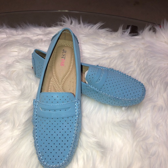 NEW Just Fab slip-on moccasin flats- BLUE SHOES - Picture 6 of 11